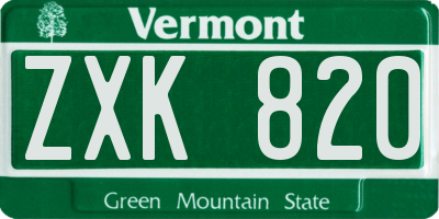 VT license plate ZXK820