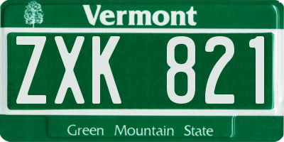 VT license plate ZXK821