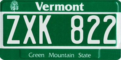 VT license plate ZXK822