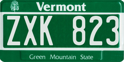 VT license plate ZXK823
