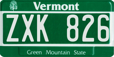 VT license plate ZXK826