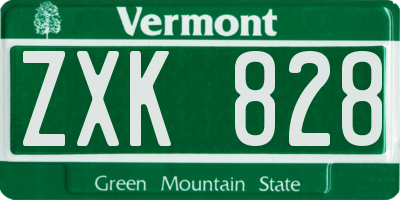 VT license plate ZXK828
