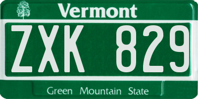 VT license plate ZXK829