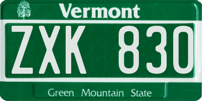 VT license plate ZXK830