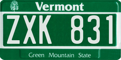 VT license plate ZXK831