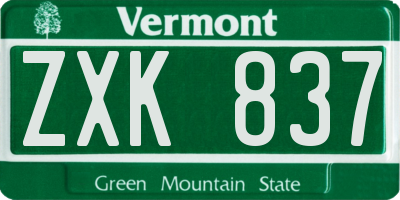 VT license plate ZXK837