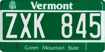 VT license plate ZXK845