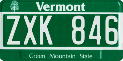 VT license plate ZXK846