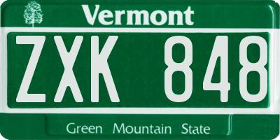 VT license plate ZXK848