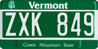 VT license plate ZXK849