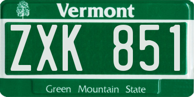 VT license plate ZXK851