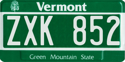 VT license plate ZXK852