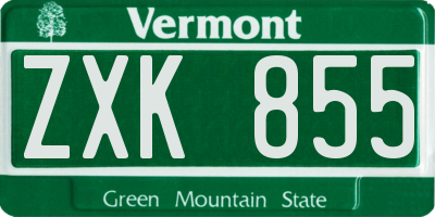 VT license plate ZXK855