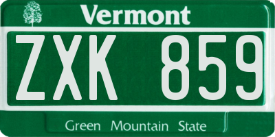 VT license plate ZXK859