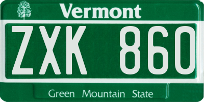 VT license plate ZXK860