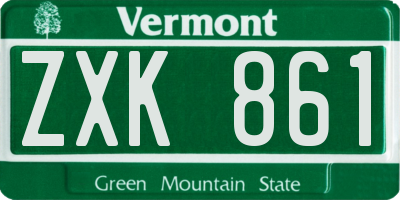 VT license plate ZXK861
