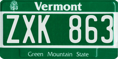 VT license plate ZXK863