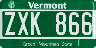 VT license plate ZXK866
