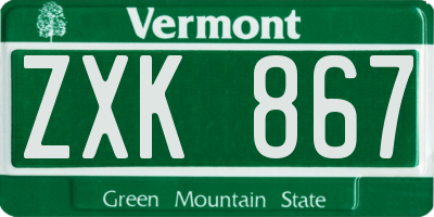 VT license plate ZXK867