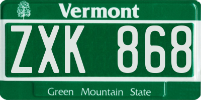 VT license plate ZXK868