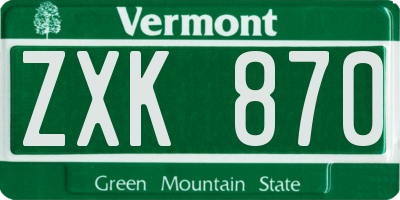 VT license plate ZXK870
