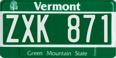 VT license plate ZXK871