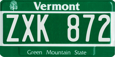VT license plate ZXK872