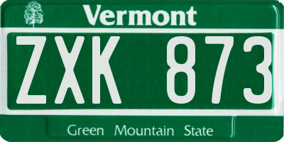 VT license plate ZXK873