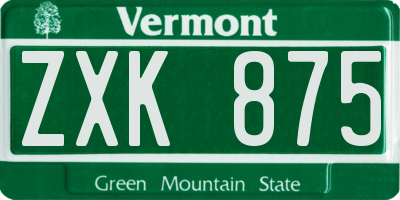 VT license plate ZXK875