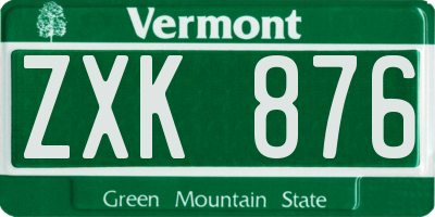 VT license plate ZXK876