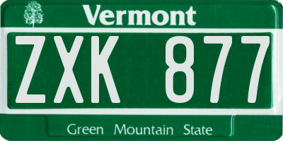 VT license plate ZXK877