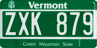 VT license plate ZXK879