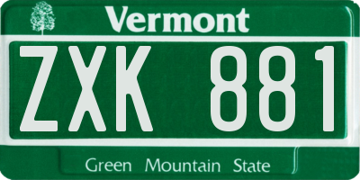 VT license plate ZXK881