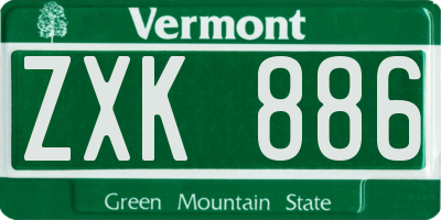 VT license plate ZXK886