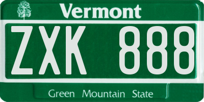 VT license plate ZXK888