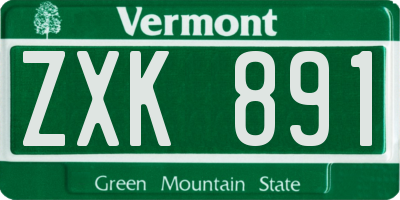VT license plate ZXK891
