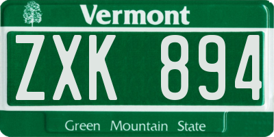VT license plate ZXK894
