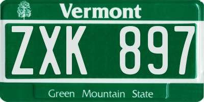 VT license plate ZXK897