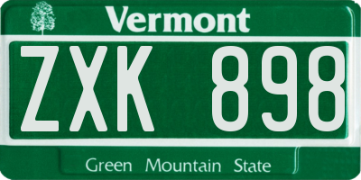 VT license plate ZXK898