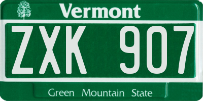 VT license plate ZXK907