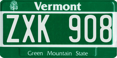 VT license plate ZXK908