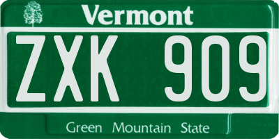VT license plate ZXK909