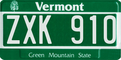 VT license plate ZXK910