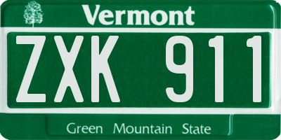 VT license plate ZXK911