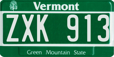 VT license plate ZXK913