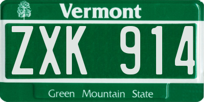 VT license plate ZXK914