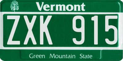 VT license plate ZXK915