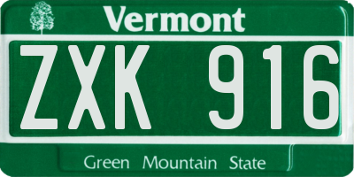VT license plate ZXK916