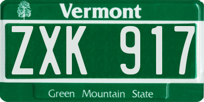 VT license plate ZXK917