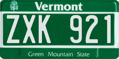 VT license plate ZXK921